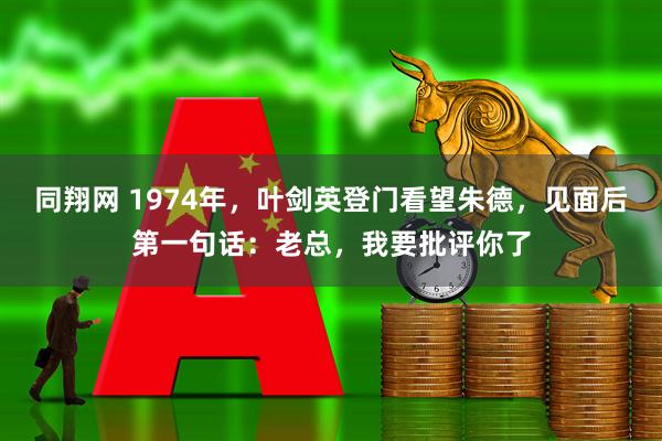 同翔网 1974年，叶剑英登门看望朱德，见面后第一句话：老总，我要批评你了